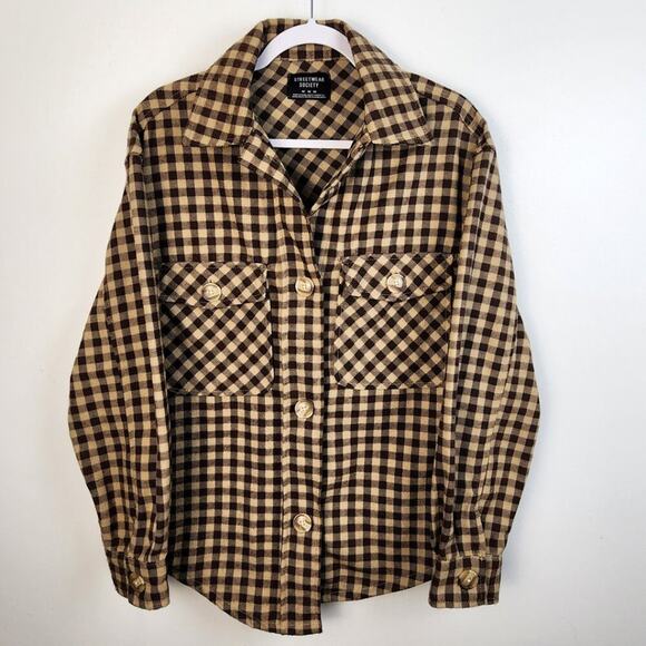 Streetwear Society Brown Tan Plaid Button Front Shacket Size Medium Grunge City - Picture 1 of 4